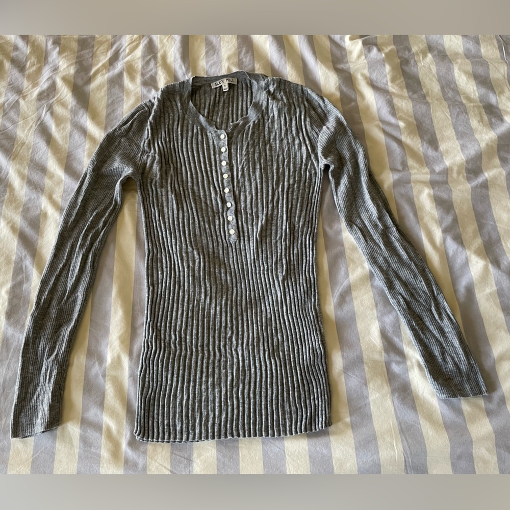 alex mill long-sleeve henley ribbed knit size small